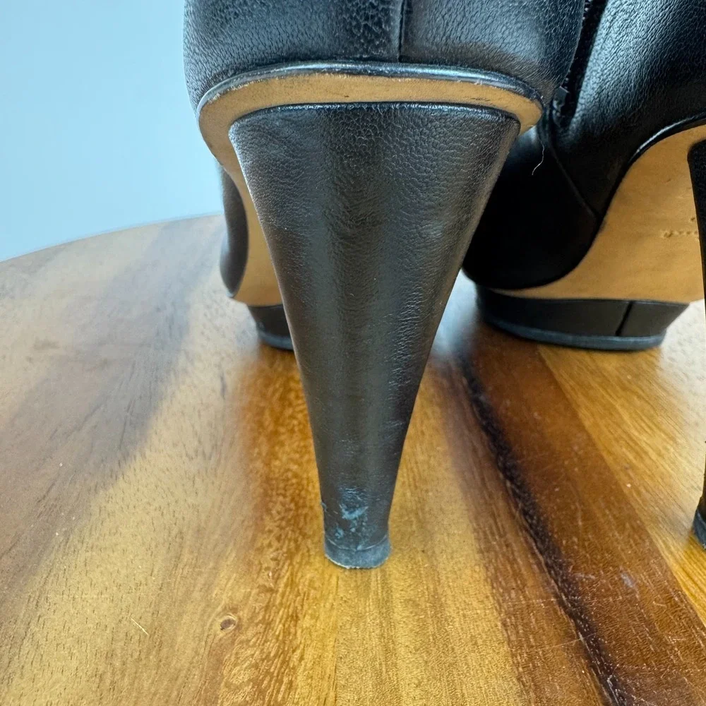 Womens Paul Smith Black Leather Heeled Ankle Booties‎ Boots Size 40 US 10 M GUC